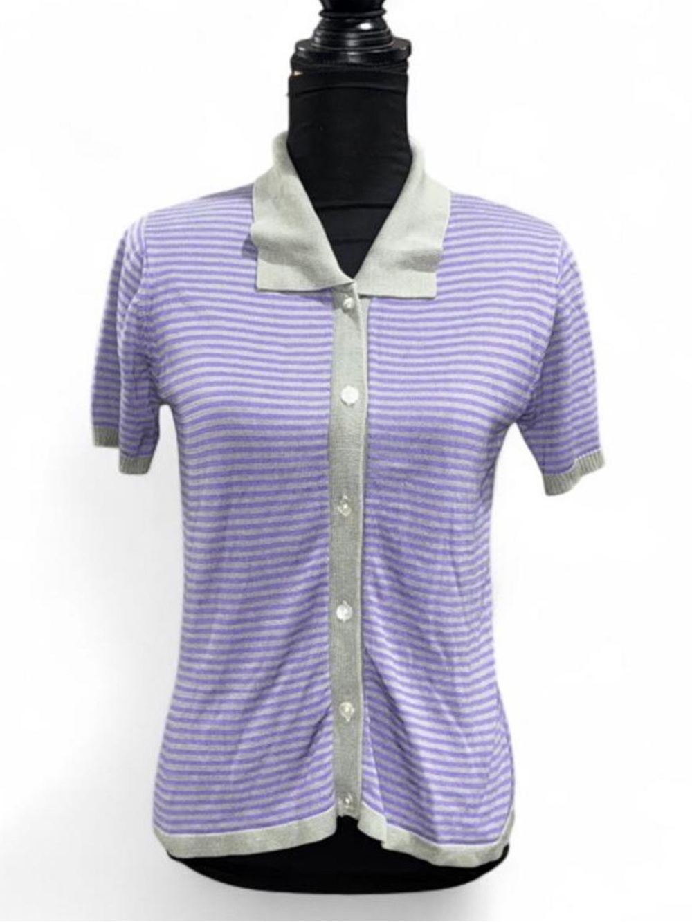 City Silk Lilac Striped Short-Sleeve Button-Down Shirt